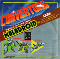 Cardback / Backing Card for Convertors Maladroid White Zark