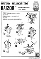 Super Gobots Robo Machine Raizor Instructions Sheet