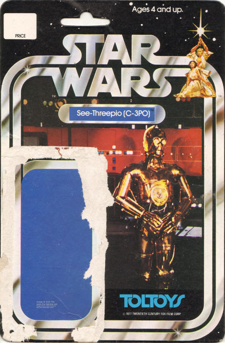 C-3PO See-Threepio 12 back Toltoys Australian Backing Card / Card Back