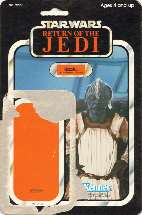 Klaatu in Skiff Guard Outfit rotj77a 77 Back Backing Card / Cardback Jedi