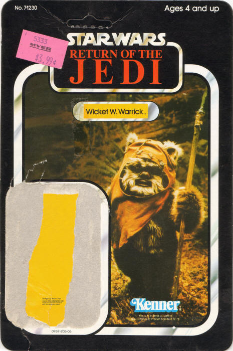 Wicket W Warrick rotj77a 77 Back Backing Card / Cardback